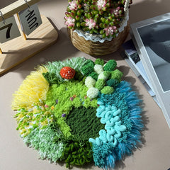 Fern Garden Coaster - Latch Hook Moss Coaster - Finished