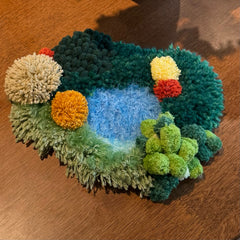 Blue Moon Valley Coaster - Latch Hook Moss Coaster - Finished