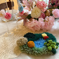 Blue Moon Valley Coaster - Latch Hook Moss Coaster - Finished