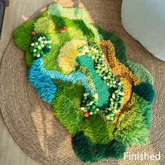 Fern Garden - Latch Hook Rug - Finished- 3D Moss Nature Landscape
