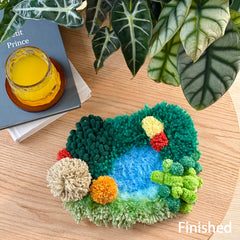 Blue Moon Valley Coaster - Latch Hook Moss Coaster - Finished