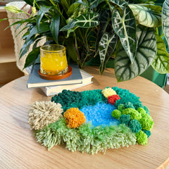 Blue Moon Valley Coaster - Latch Hook Moss Coaster - Finished